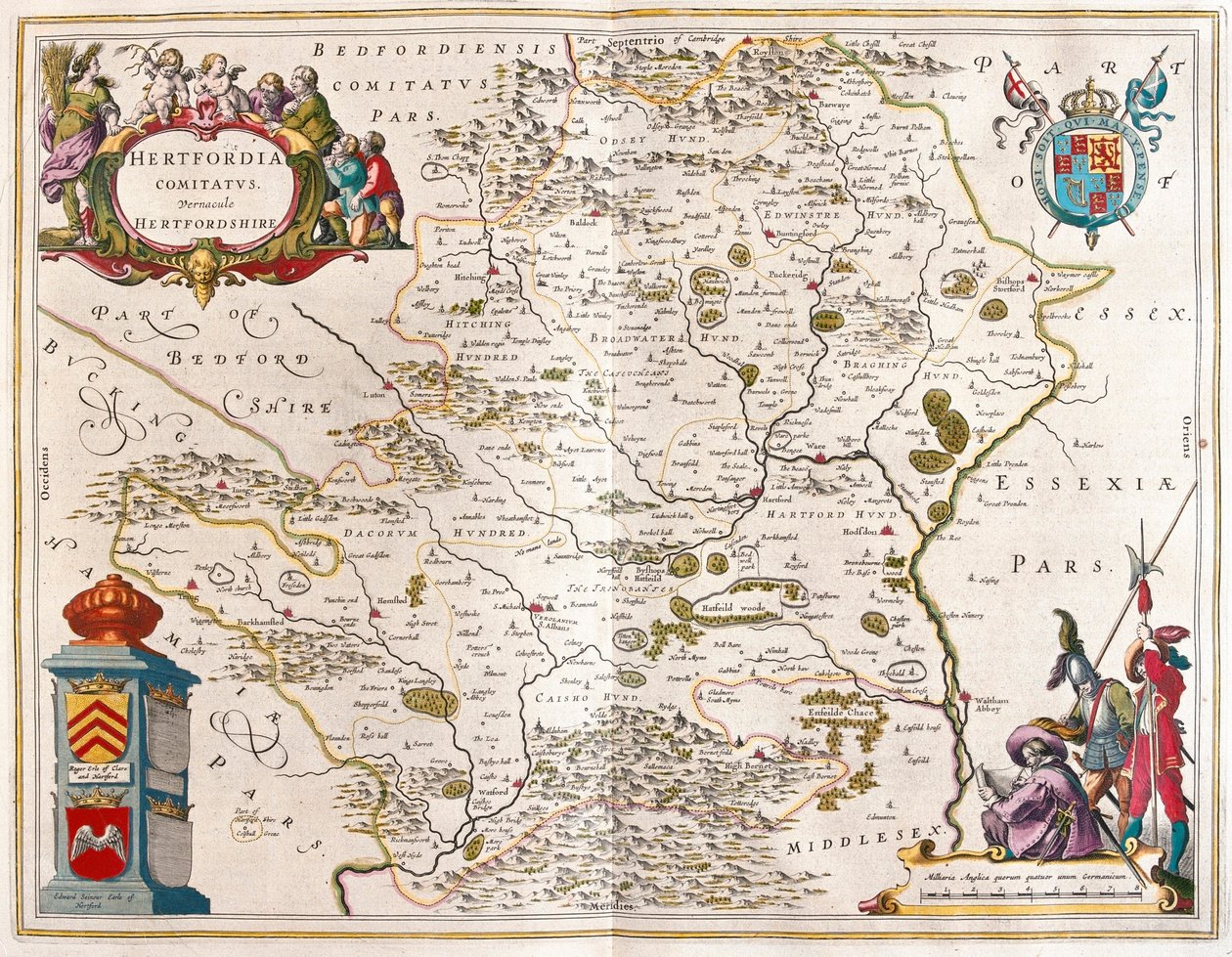 Hertfordshire, i #39;Theatrum Orbis Terrarum, sive Atlas Novus#39; av Willem Blaeu, Amsterdam av Willem Blaeu