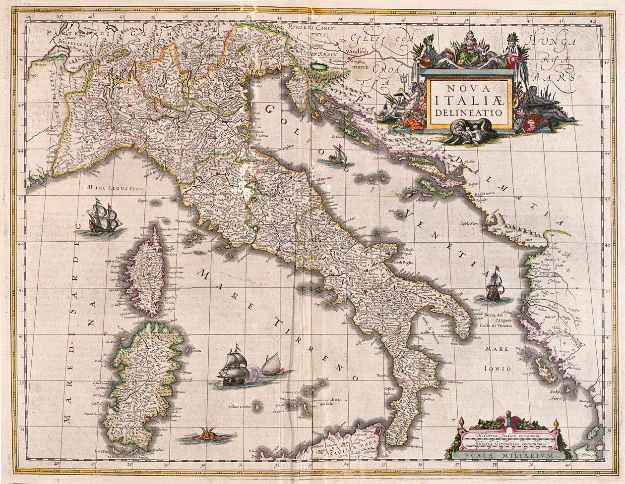 Italia og Korsika, i #39;Theatrum Orbis Terrarum, sive Atlas Novus#39; av Willem Blaeu, Amsterdam av Willem Blaeu