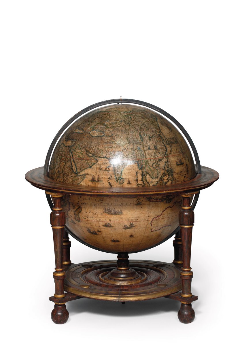Store par bibliotekkloder, den jordiske 1645/48, den himmelske etter ca. 1630 (gips, tre og gravert papir) av Willem Blaeu