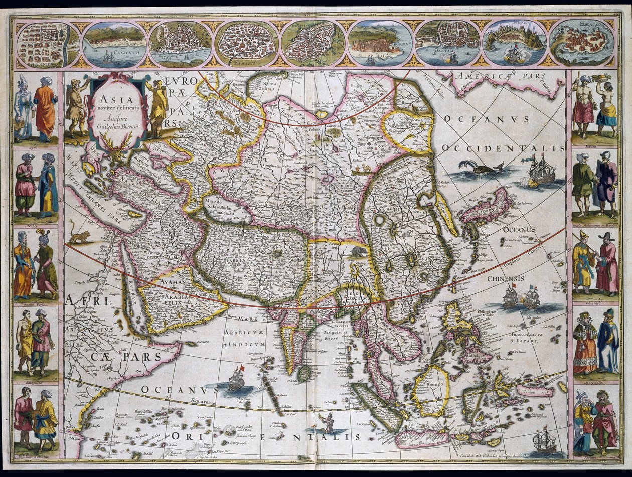 Kart over Asia. Tallerken fra et atlas av Willem Janszoon Blaeu av Willem Blaeu