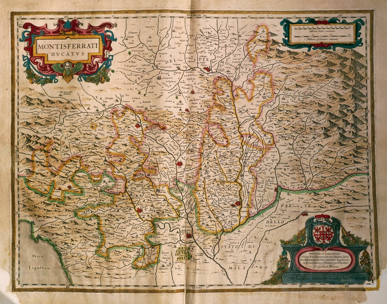 Kart over hertugdømmet Monferrato, fra Regionum Italiae, av Willem Blaeu, gravering av Willem Blaeu