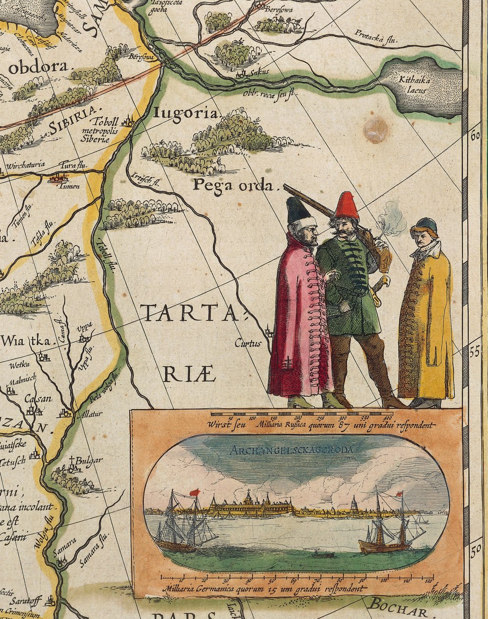 Kart over Tartary, av Willem Janszoon Blaeu, fra Atlas Maior eller Novus Detail av Willem Blaeu