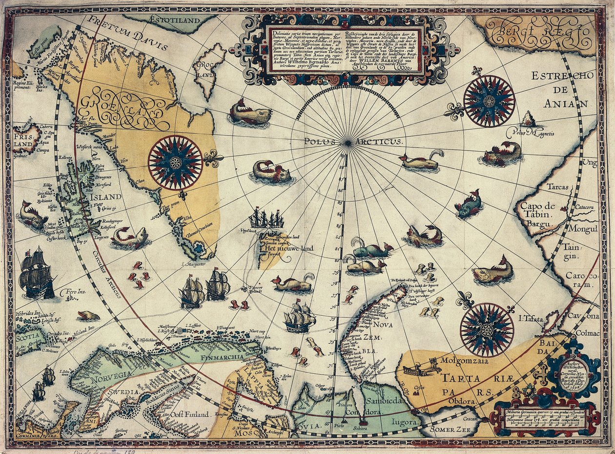 Kart over polare områder, av den nederlandske kartografen Willem Janszoon Blaeu (1571-1638) av Willem Blaeu