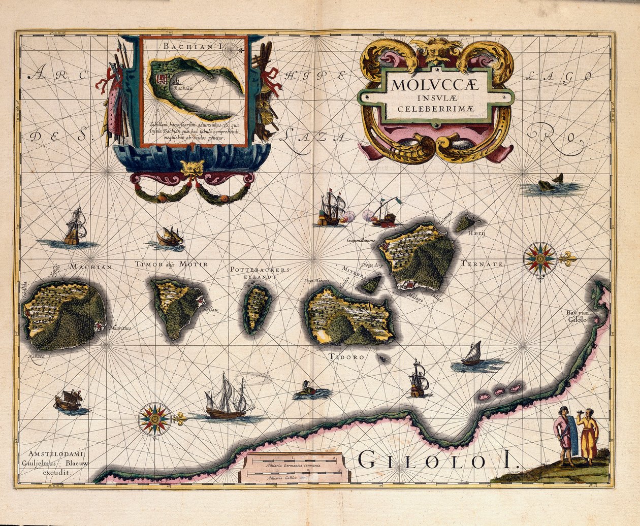 Kart over Molukkene øst for Indonesia. (gravering av Willem Blaeu