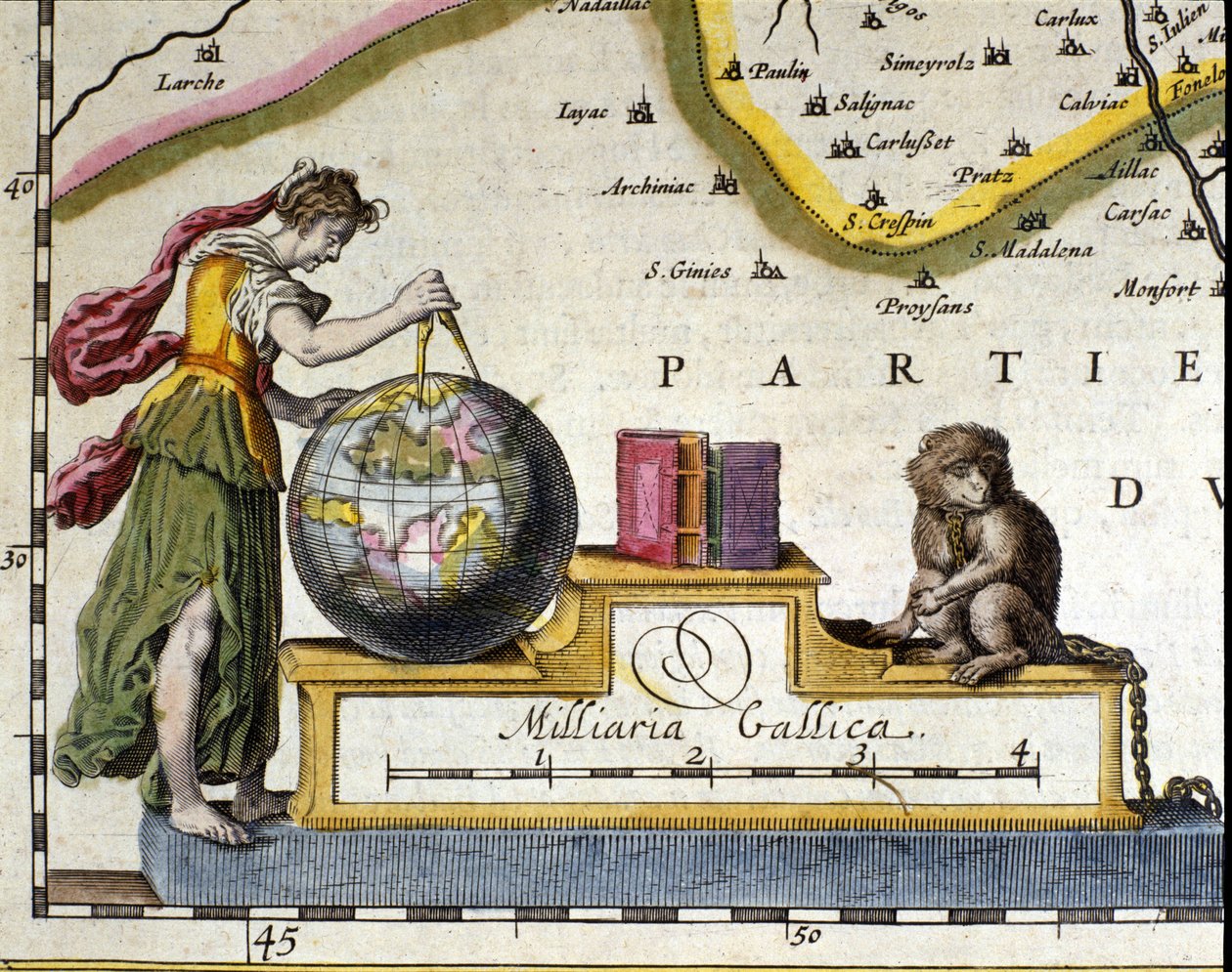 Måling av jorden. Detalj av atlaset av Willem Janszoon Blaeu (1571-1638). Amsterdam 1630. av Willem Blaeu