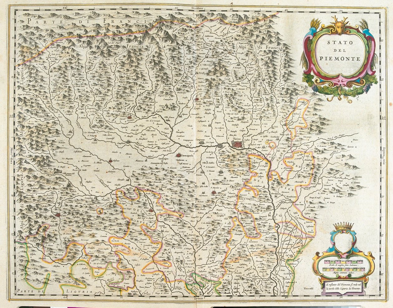 Piemonte, Aosta-dalen og Liguria, Italia, i #39;Theatrum Orbis Terrarum, sive Atlas Novus#39; av Willem Blaeu, Amsterdam av Willem Blaeu