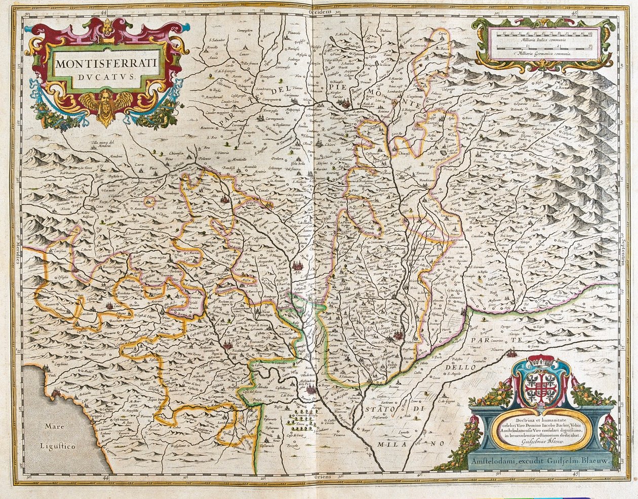 Piemonte, Italia, i #39;Theatrum Orbis Terrarum, sive Atlas Novus#39; av Willem Blaeu, Amsterdam av Willem Blaeu