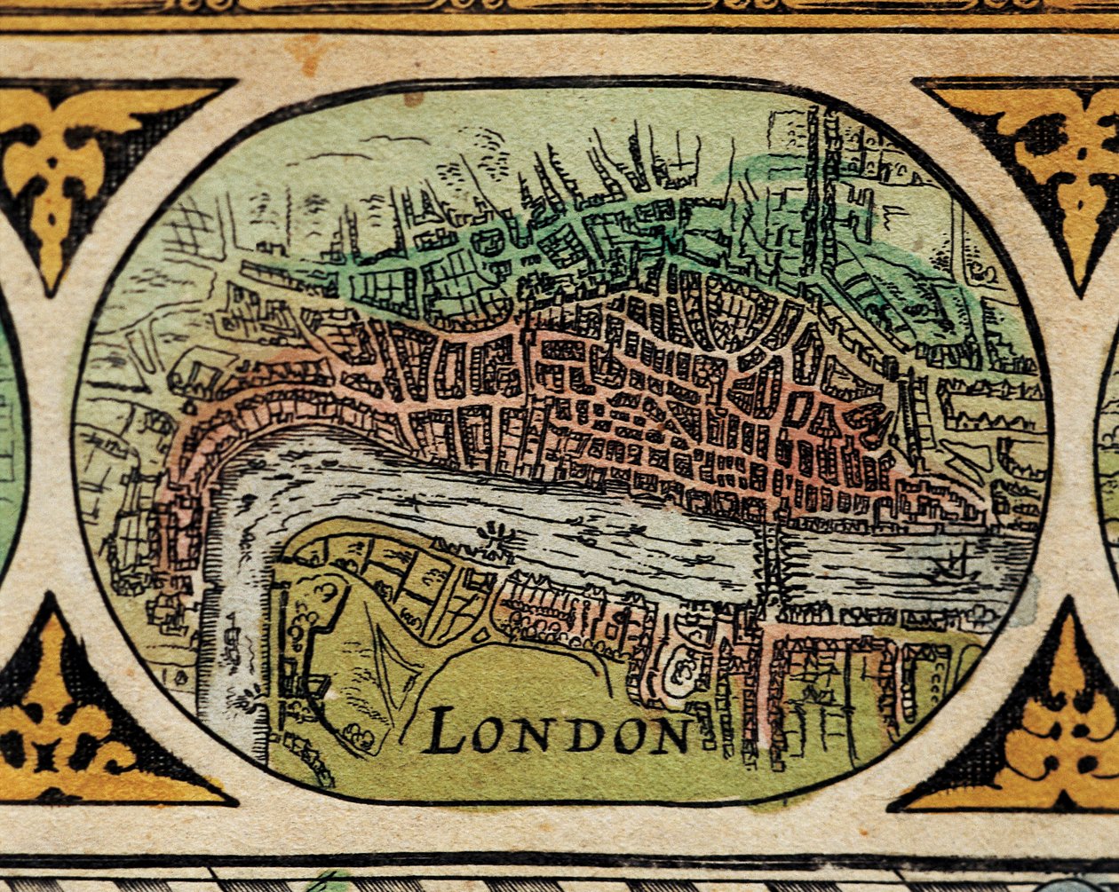 "" Representasjon av City of London "" Detalj av et verdenskart i "" The Theatre of the World "" av Willem Janszoon Blaeu (1571-1638) av Willem Blaeu