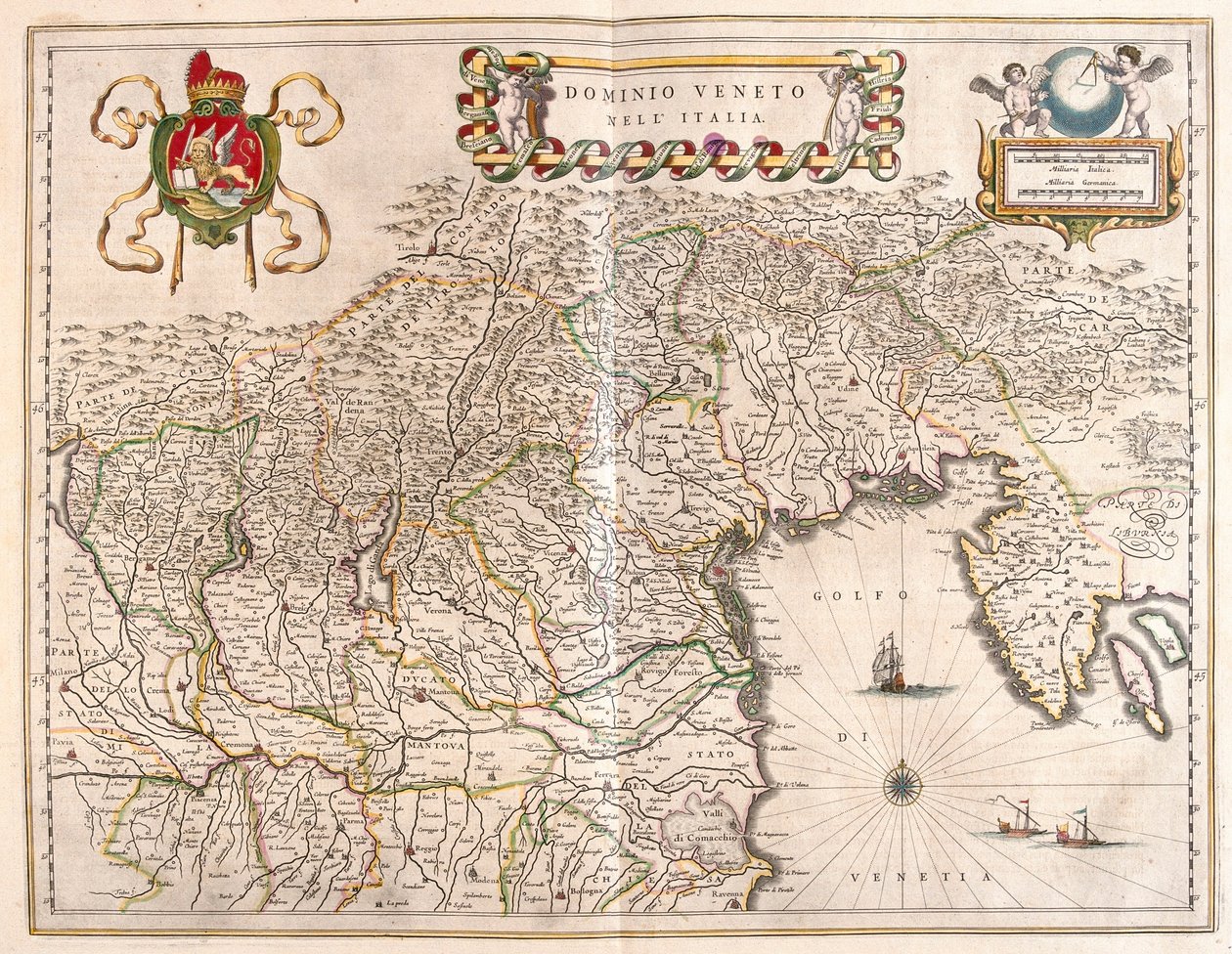 Territoriet Veneto og Terviso, Italia, i #39;Theatrum Orbis Terrarum, sive Atlas Novus#39; av Willem Blaeu, Amsterdam av Willem Blaeu