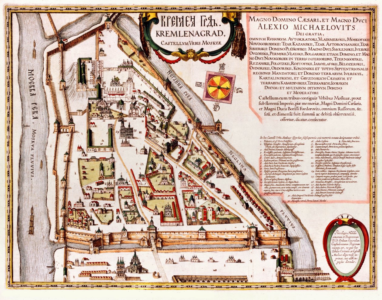 Moskva Kreml-kartet fra det 16. århundre av Willem Blaeu