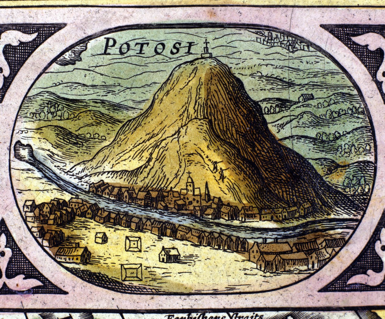 Sølvgruvene i Potosí (Bolivia) etter William Blaeus "Atlas" av Willem Blaeu