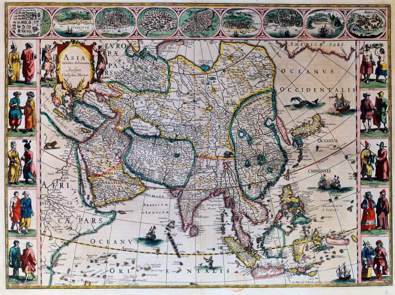 Verdens teater eller det nye atlaset Amsterdam. Geografisk kart over Asia av Willem Janszoon Blaeu (1571-1638) av Willem Blaeu