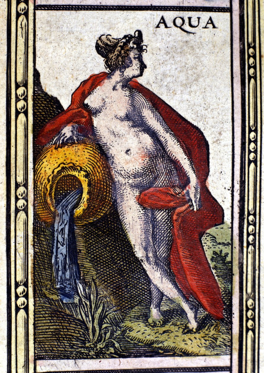 Vann, et av de fire elementene, representert i Atlas of W. Blaeu trykt i Amsterdam i 1655. av Willem Blaeu
