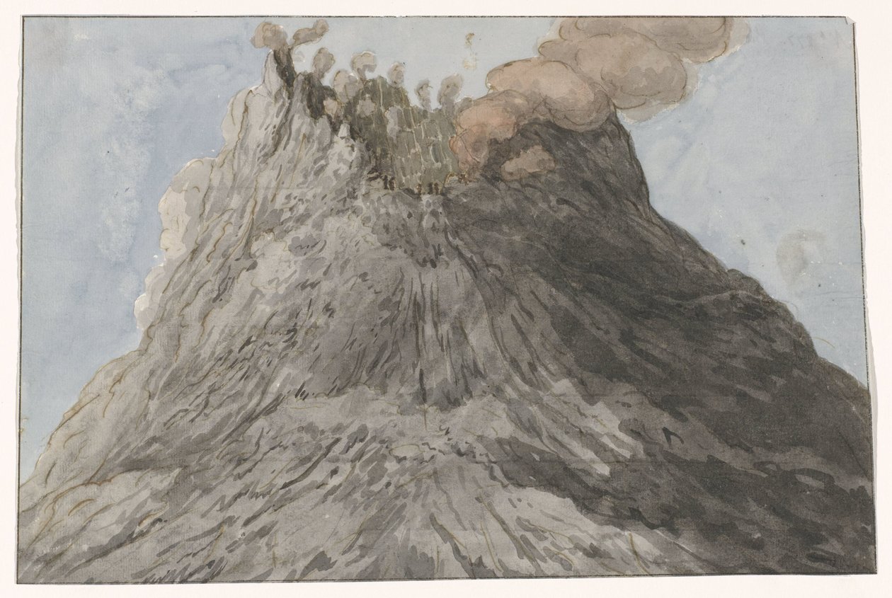 Krater van de Etna Utsikt over Etna-krateret (tittel på objekt) Reiser i Italia, Sicilia og Malta - 1778 (serietittel) av Willem Carel Dierkens
