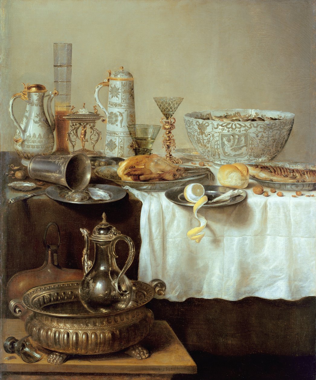 Frokost stilleben, 1638 av Willem Claesz. Heda