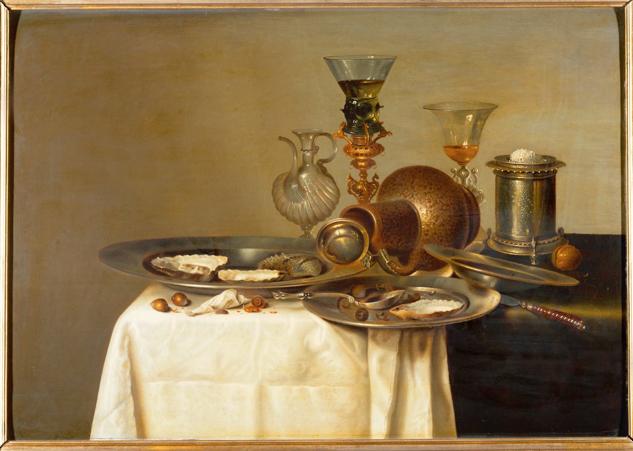Begre og østers (olje på eik) av Willem Claesz. Heda