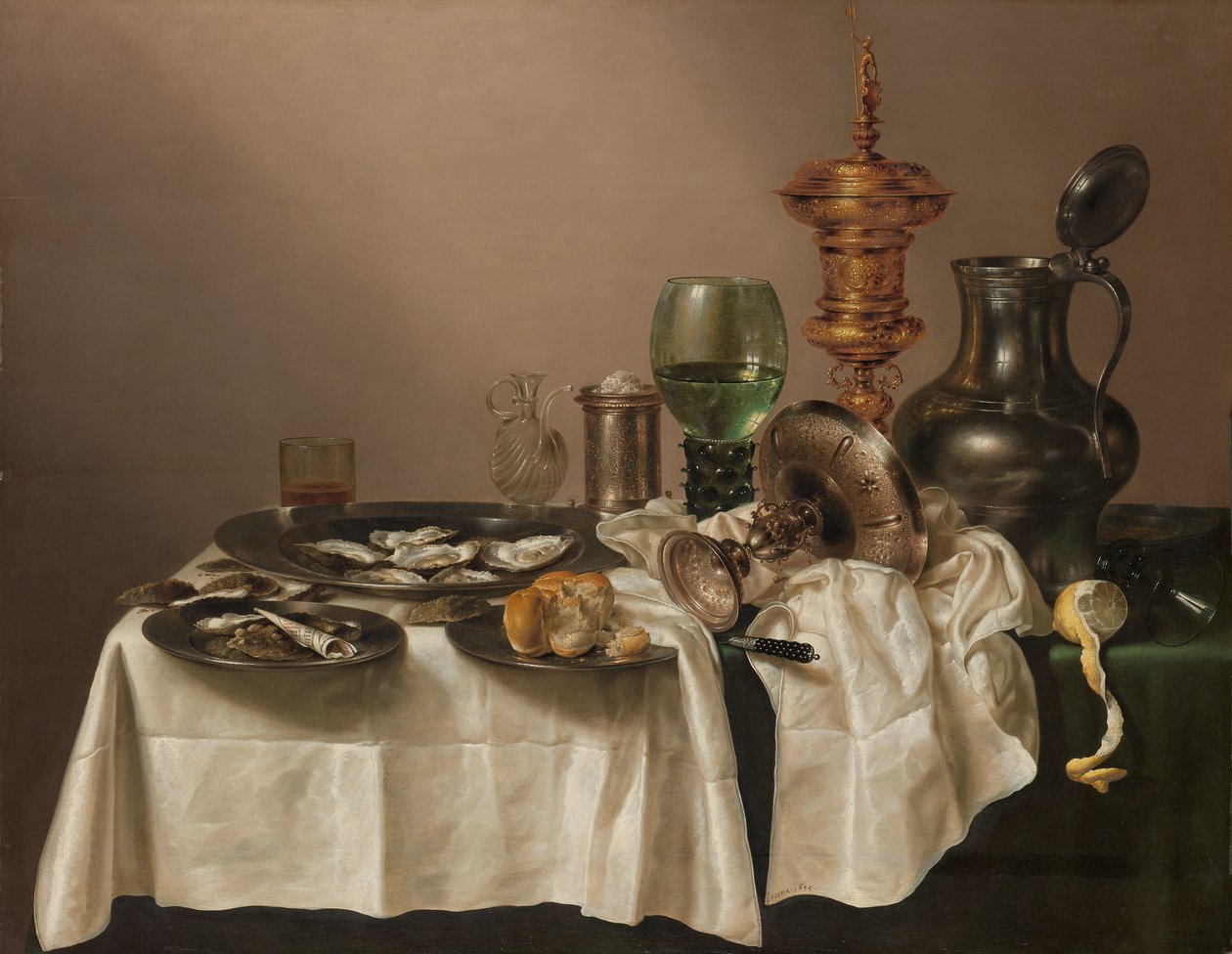 Stilleben med en forgylt kopp Stilleben med forgylt beger av Willem Claesz. Heda