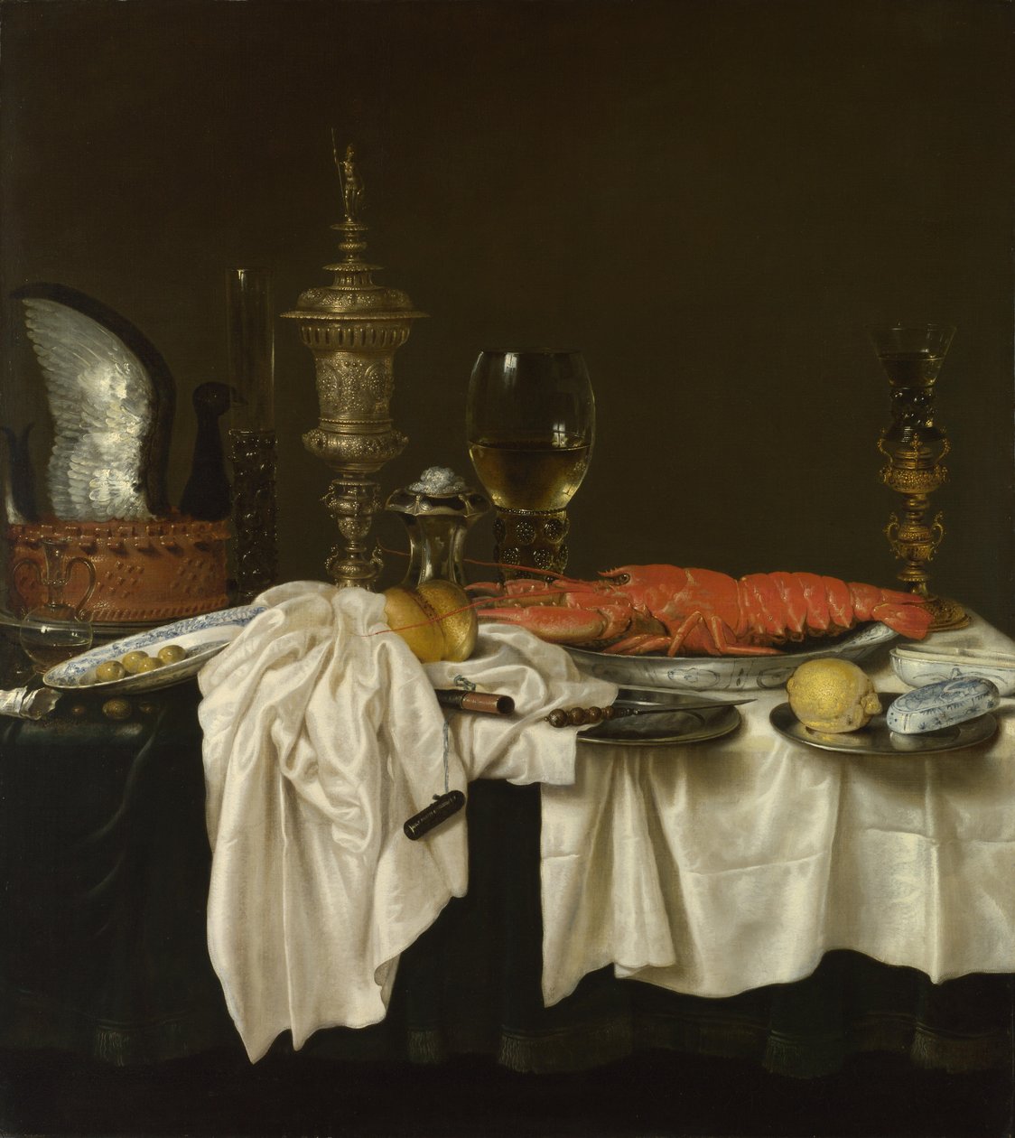 Stilleben med en hummer, ca. 1650-1660 av Willem Claesz. Heda