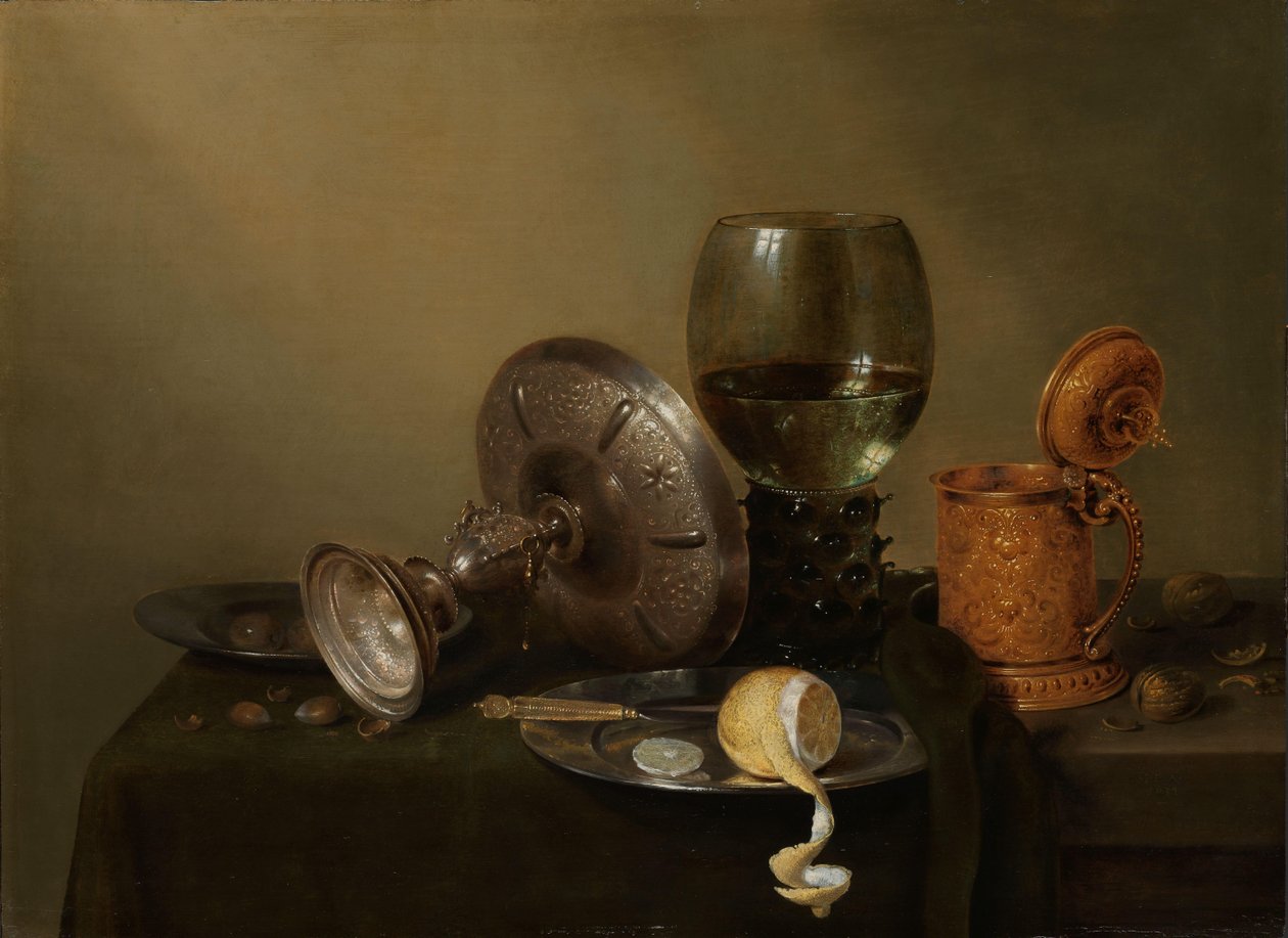 Stilleben med en forgylt Beer Tankard av Willem Claesz. Heda
