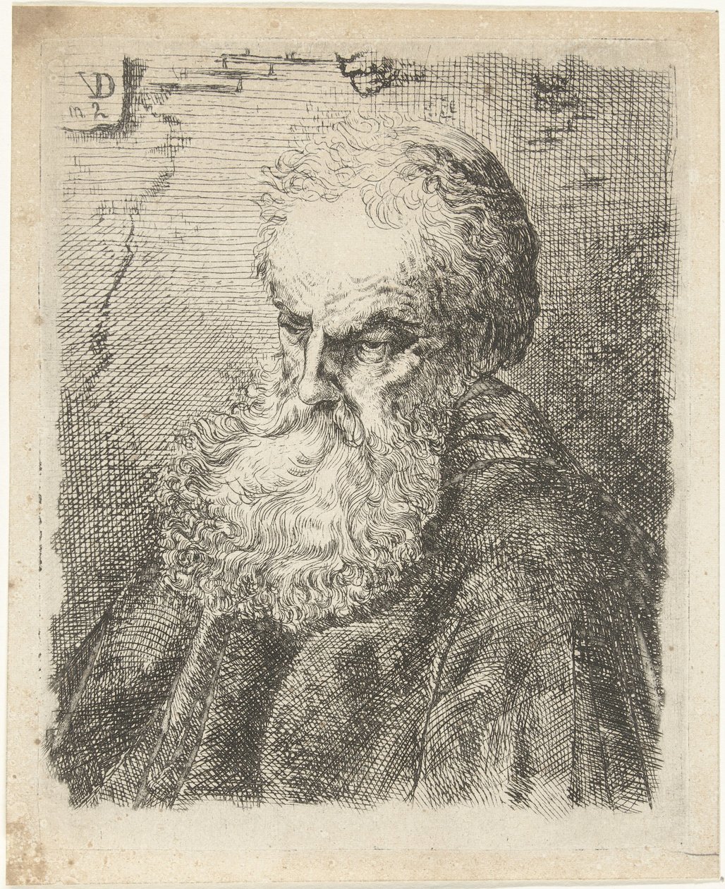 Byste av en gammel skjeggete mann av Willem Cornelis van Dijk