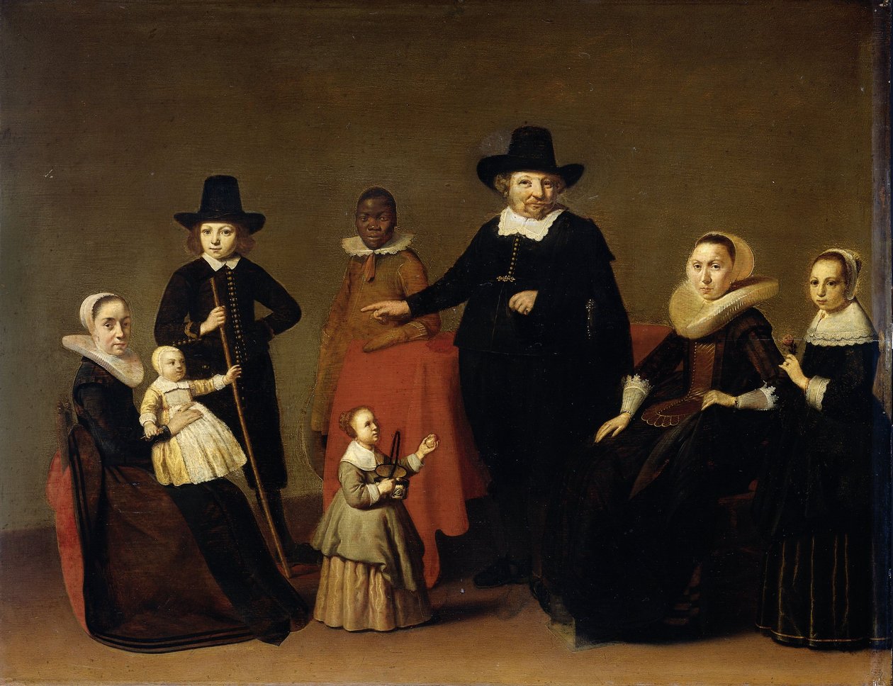 Familiegruppe med en svart tjener, ca. 1631-33 (olje på panel) av Willem Cornelisz Duyster
