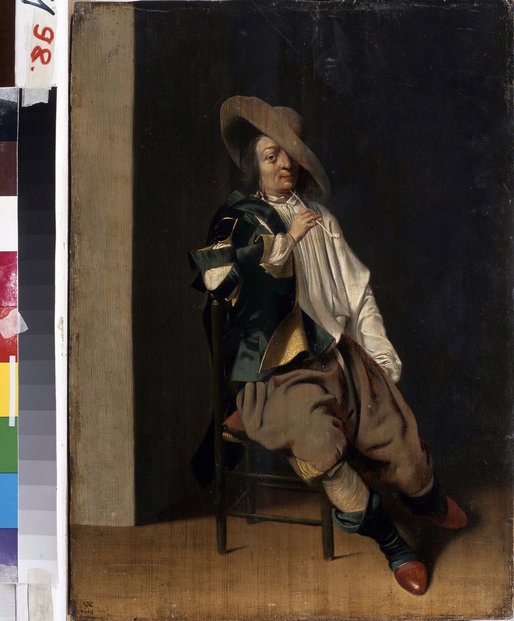 Røyking. (En røyker). Portrett av en mann med en pipe. Maleri av Willem Cornelisz Duyster (1599-1635). Olje på tre. Kunst i nederlandsk barokkstil. Kharkov nasjonalmuseum Ukraina av Willem Cornelisz Duyster