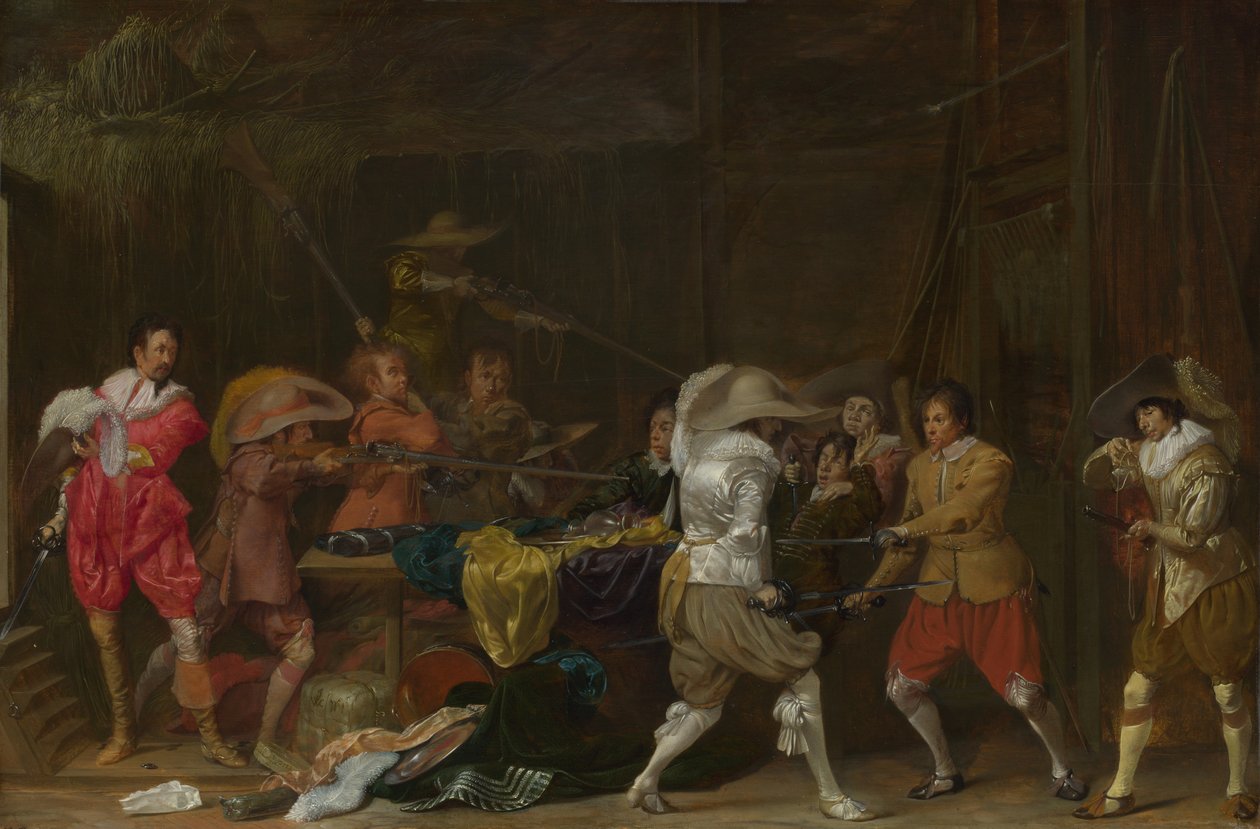 Soldater som kjemper om Booty in a Barn, ca. 1623 av Willem Cornelisz Duyster