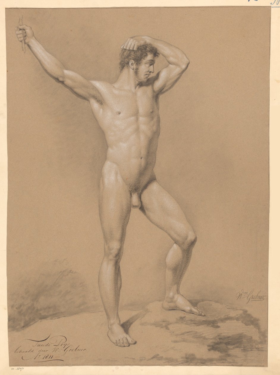 Stående naken mann, sett forfra (2. premie 1811) av Willem Grebner