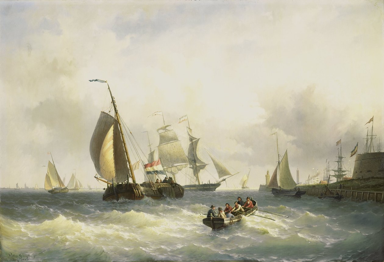 Ankerplass ved Bremerhaven av Willem Gruyter jr.
