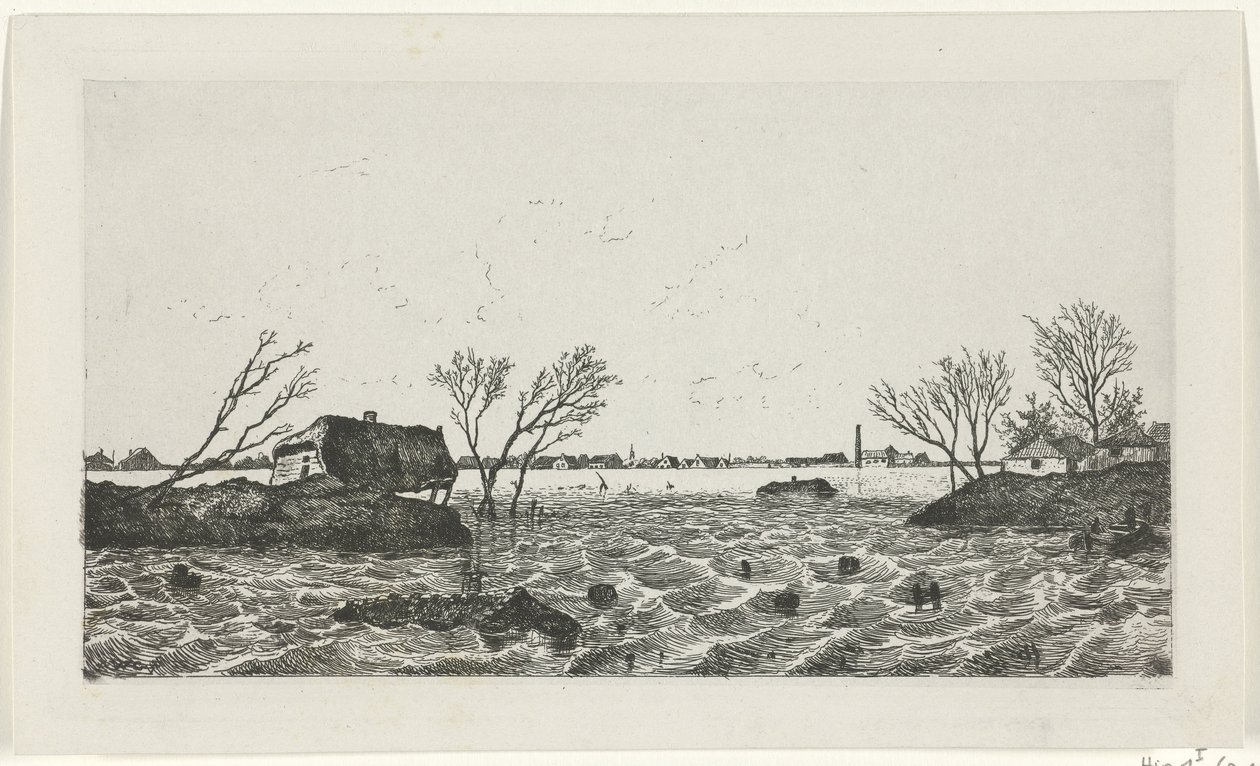 Dikebrudd ved Dreumel, 1855 av Willem Gruyter jr.