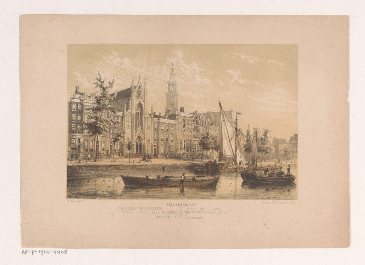 Keizersgracht med Onze-Lieve-Vrouwekerk i Amsterdam av Willem Hekking jr.