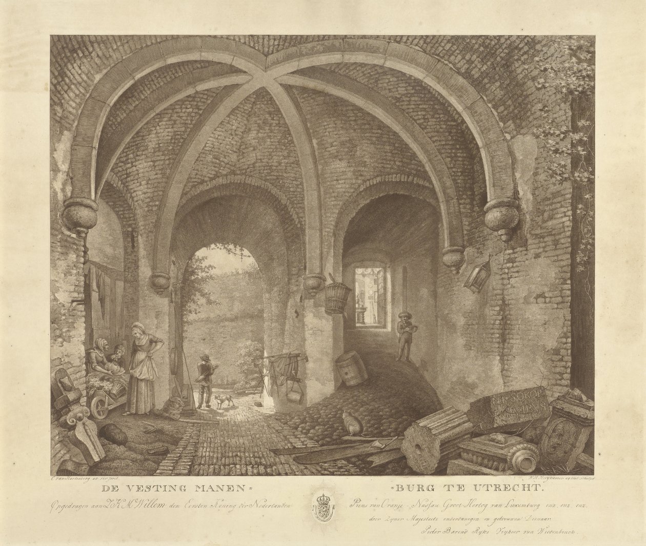 Figurer under et hvelv i Manenburg, Utrecht Manenburg festning i Utrecht (serietittel) av Willem Hendrik Hoogkamer