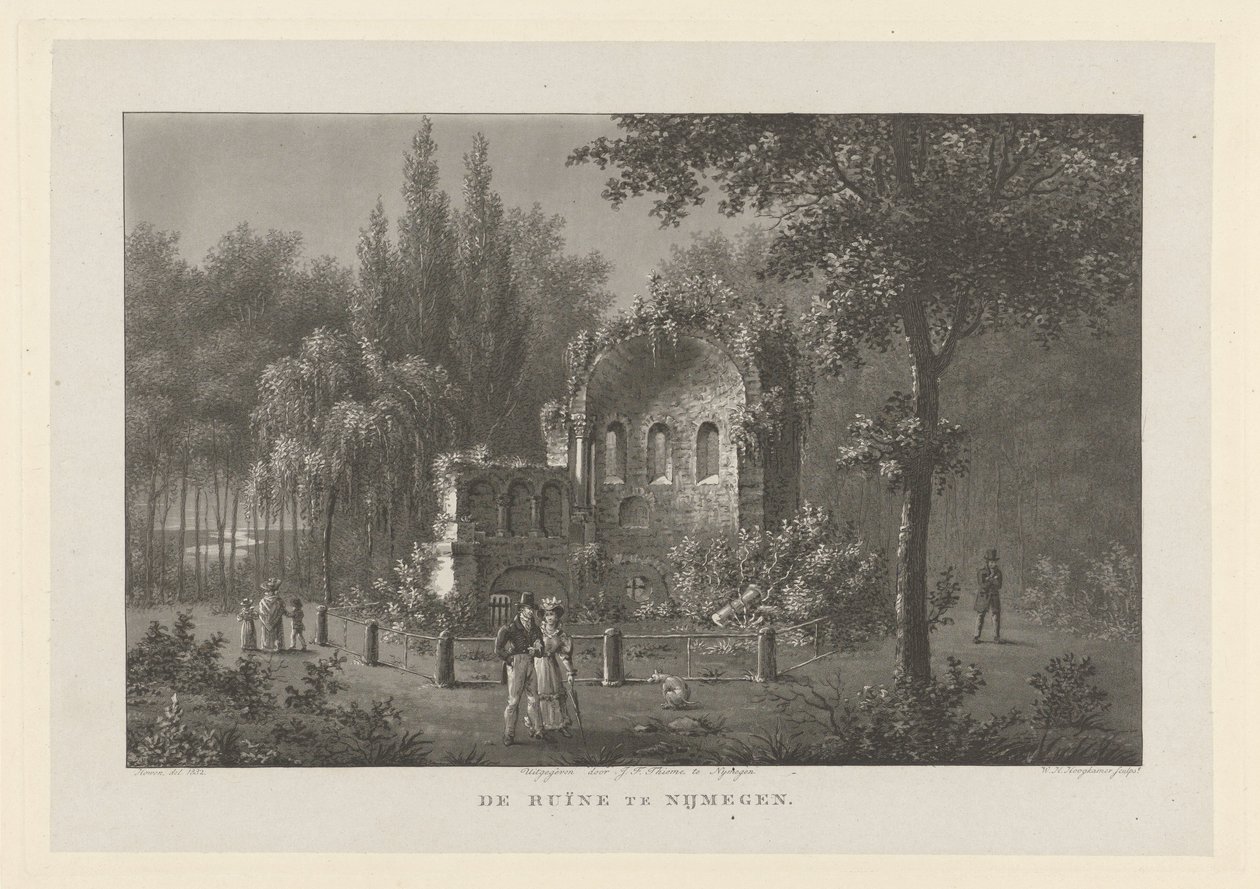 St. Martins kapell (Valkhof) i Nijmegen Ruinene i Nijmegen (tittel på objekt) av Willem Hendrik Hoogkamer