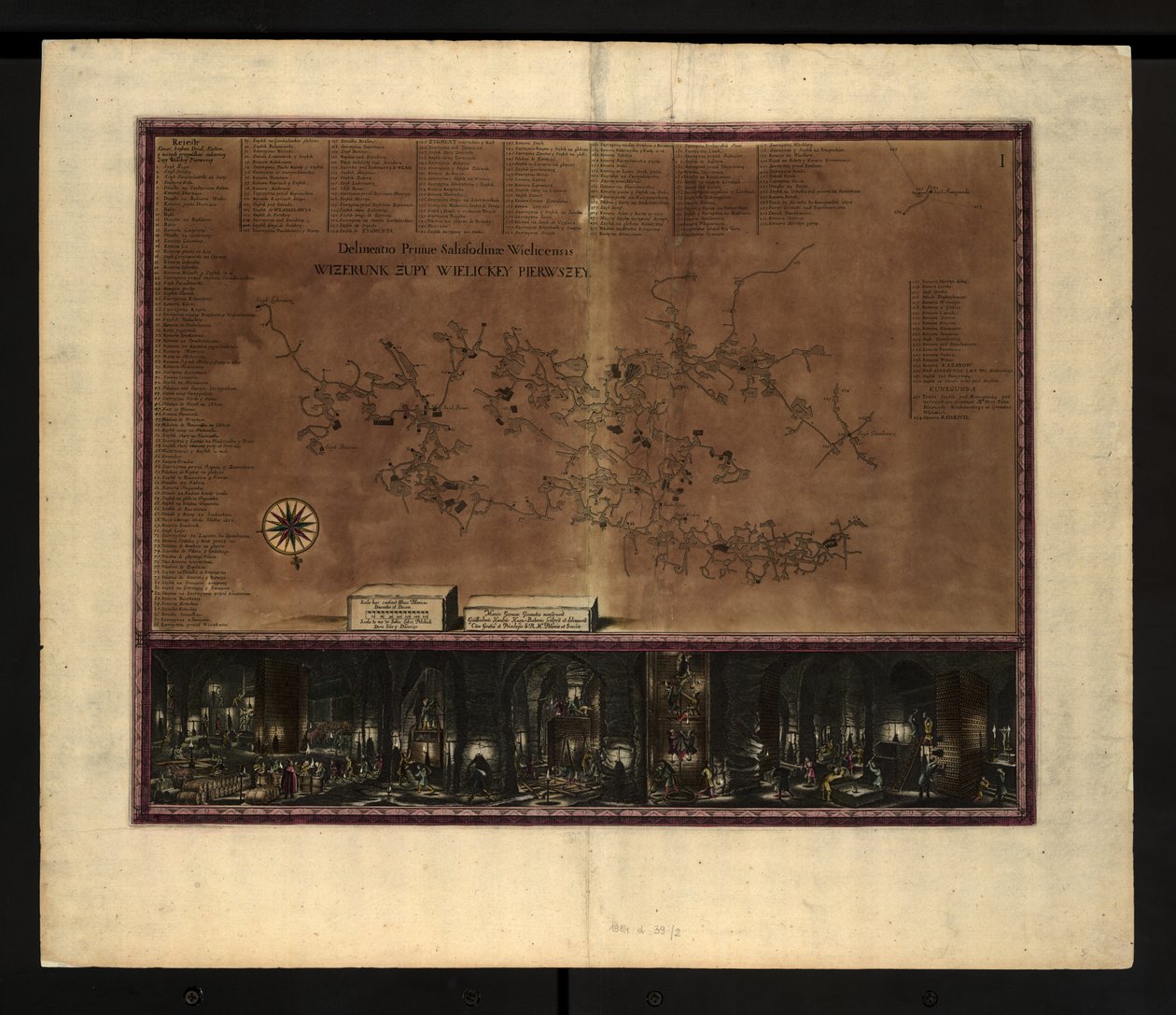 Kart over saltgruvene i Wieliczka av Willem Hondius