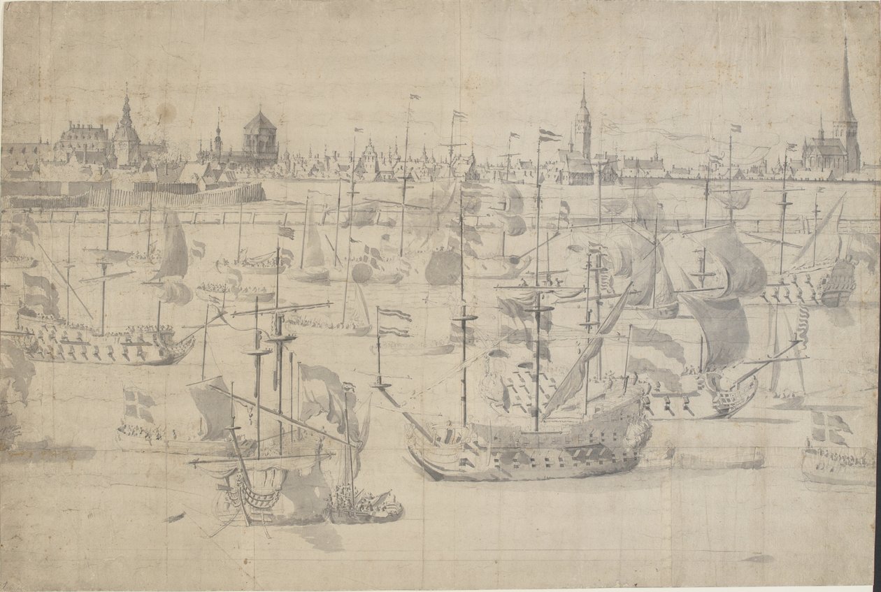 Den nederlandske flåten på Copenhagen Red 1658 av Willem I van de Velde