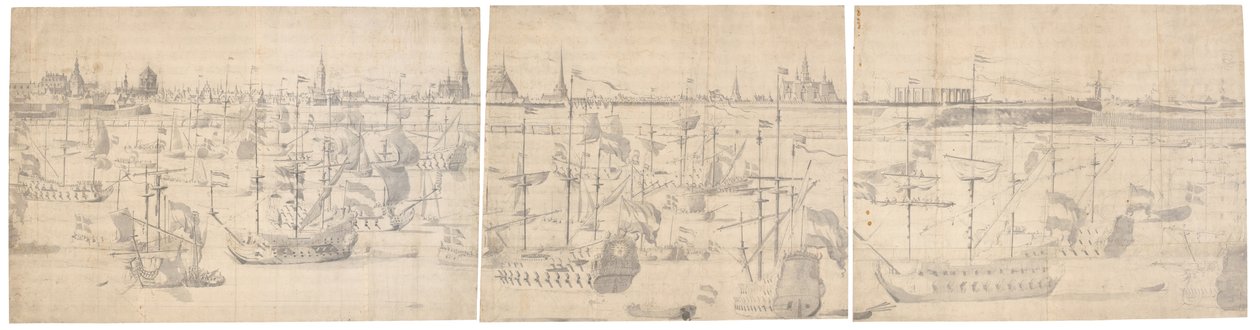Den nederlandske flåten på Copenhagen Red 1658 av Willem I van de Velde
