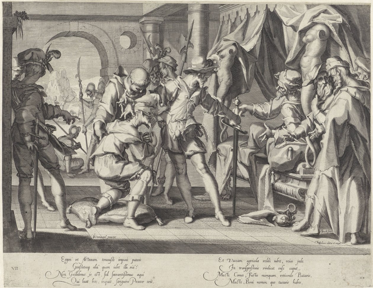 Grev Vilhelm III av Holland beordrer halshugging av fogden sin Thronus Justitiae (serietittel) av Willem Isaacsz. van Swanenburg