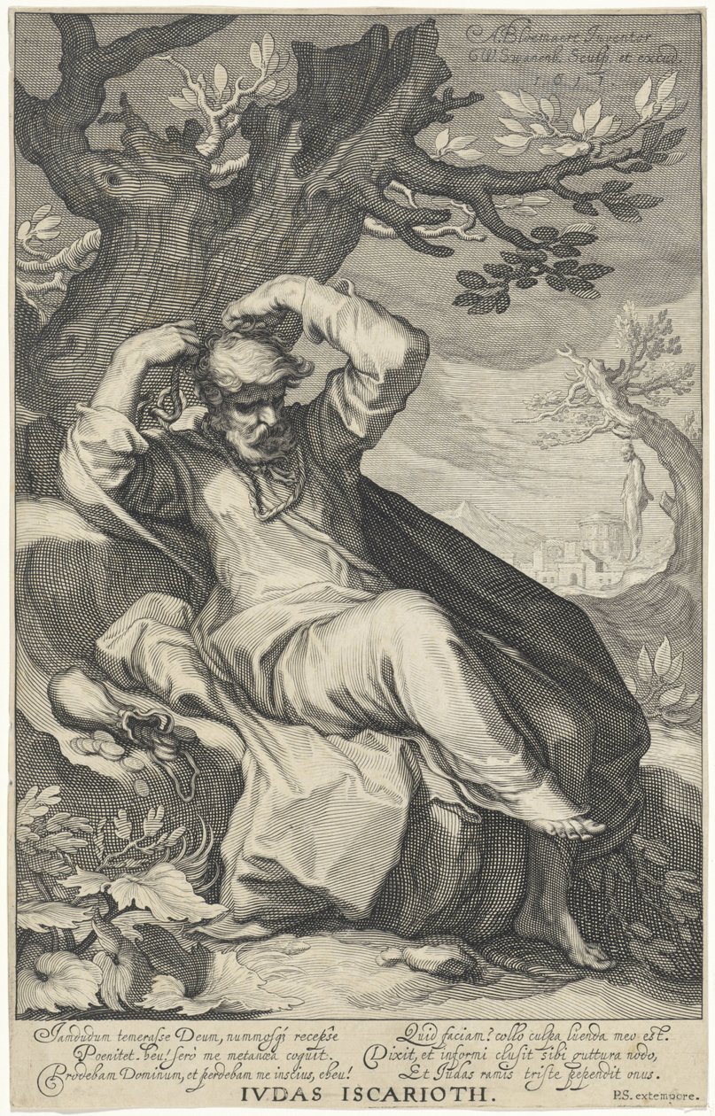 Judas Iskariot henger seg selv Judas Iskariot (tittel på objekt) Syndere fra Det gamle og nye testamente (serietittel) av Willem Isaacsz. van Swanenburg