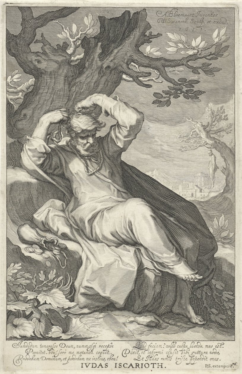 Judas Iskariot henger seg selv Judas Iskariot (tittel på objekt) Syndere fra Det gamle og nye testamente (serietittel) av Willem Isaacsz. van Swanenburg