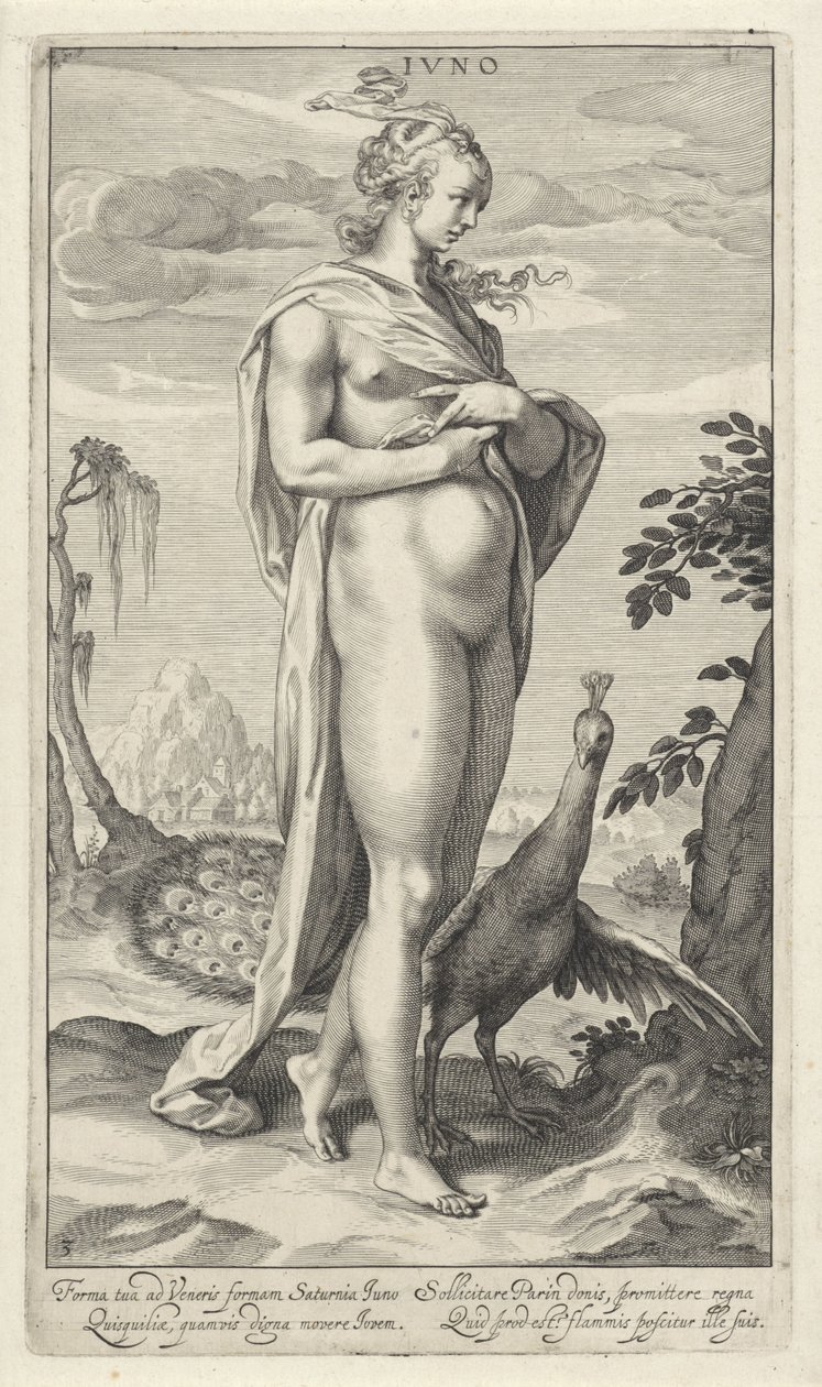 Juno med påfugl Iuno (tittel på objekt) Judgment of Paris (serietittel) av Willem Isaacsz. van Swanenburg