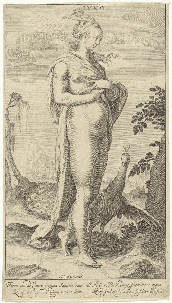 Juno med påfugl Iuno (tittel på objekt) Judgment of Paris (serietittel) av Willem Isaacsz. van Swanenburg