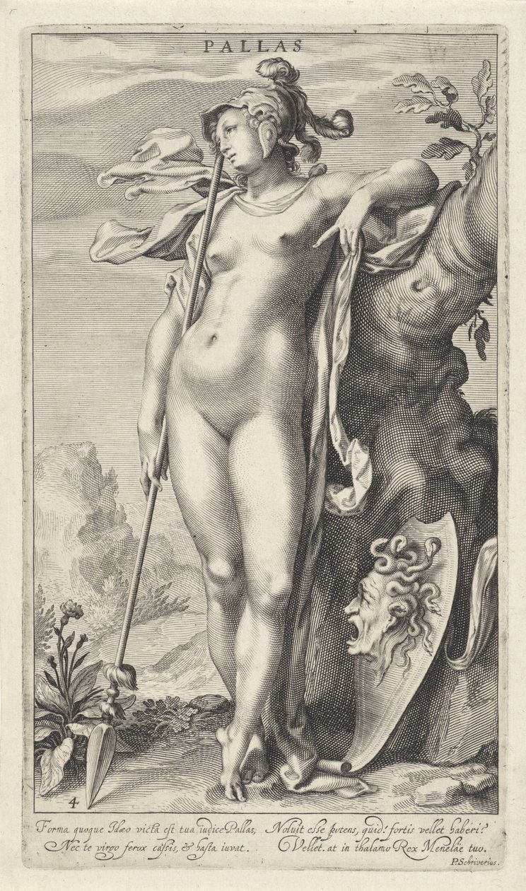 Minerva ved et tre Pallas (tittel på objekt) Judgment of Paris (serietittel) av Willem Isaacsz. van Swanenburg