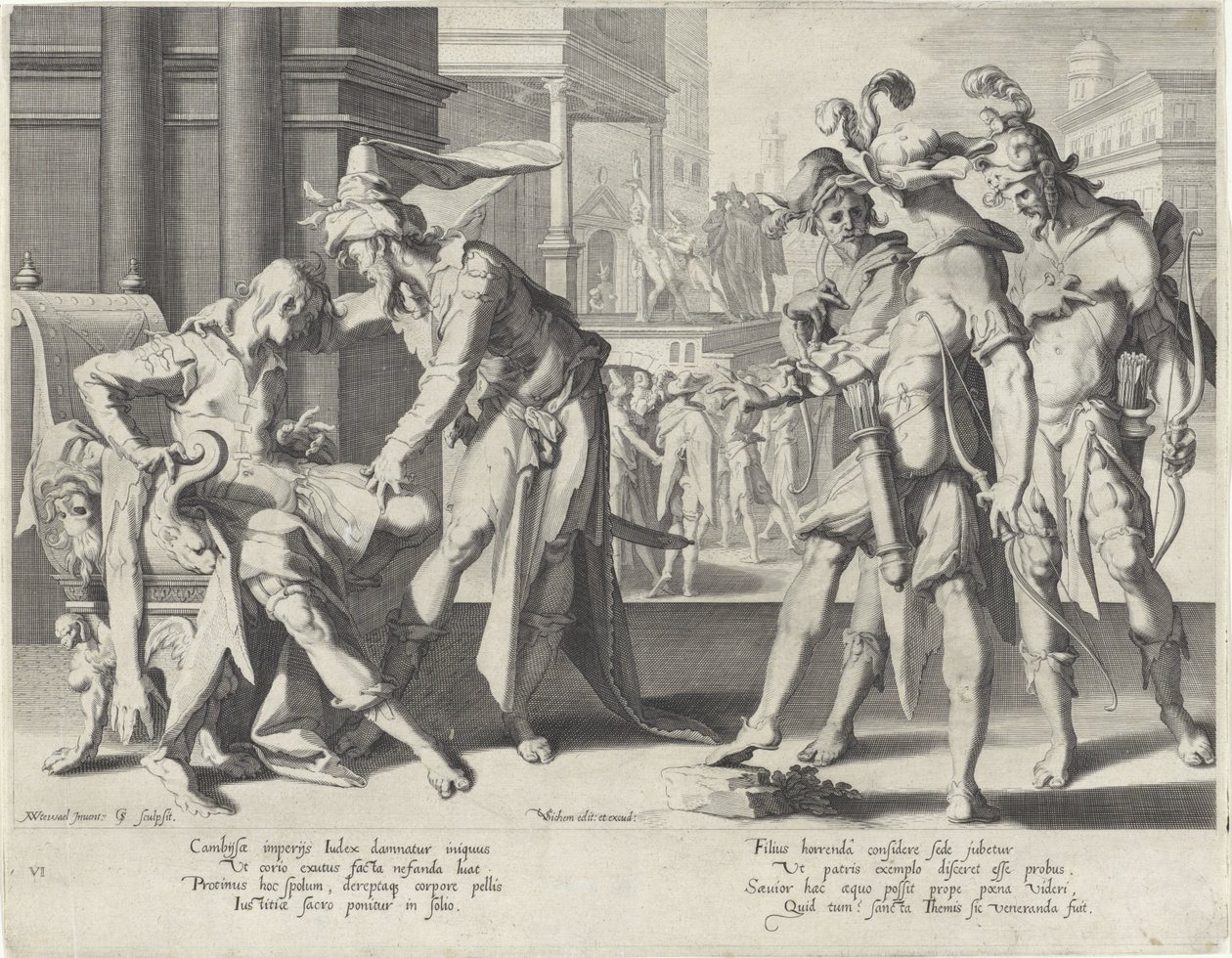 Oordeel van Cambyses Throne of Justice (serietittel) av Willem Isaacsz. van Swanenburg