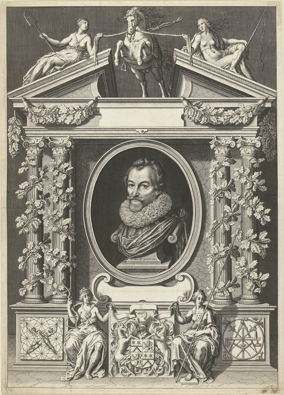 Portrett av Gerard Thibault i en arkitektonisk ramme av Willem Jacobsz Delff