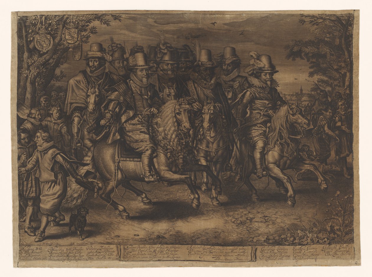 Rytterprosesjon av de seks prinsene av House of Orange-Nassau av Willem Jacobsz Delff