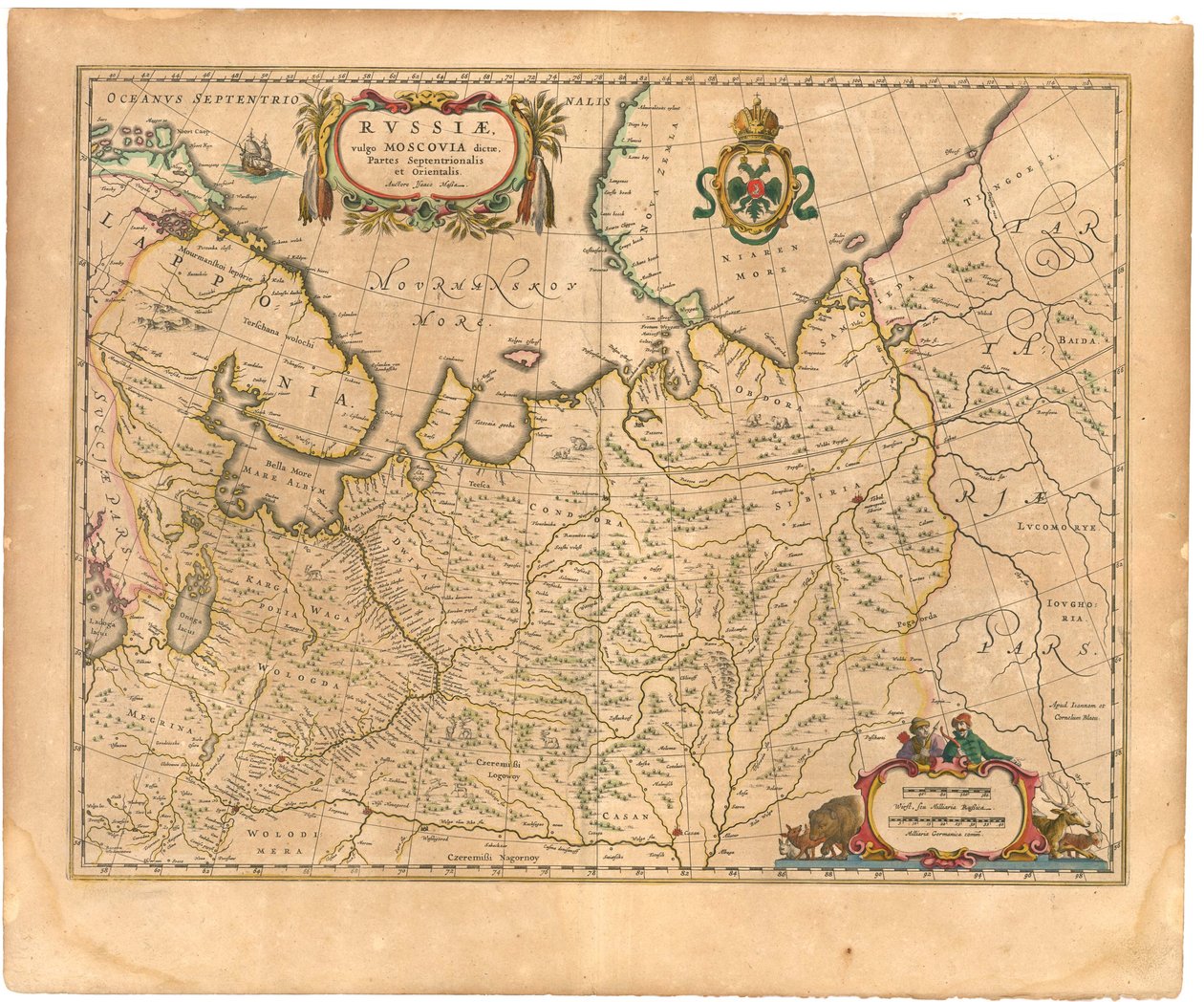 Kart over Russland Fra: Verdenskart..., 1645 av Willem Janszoon Blaeu