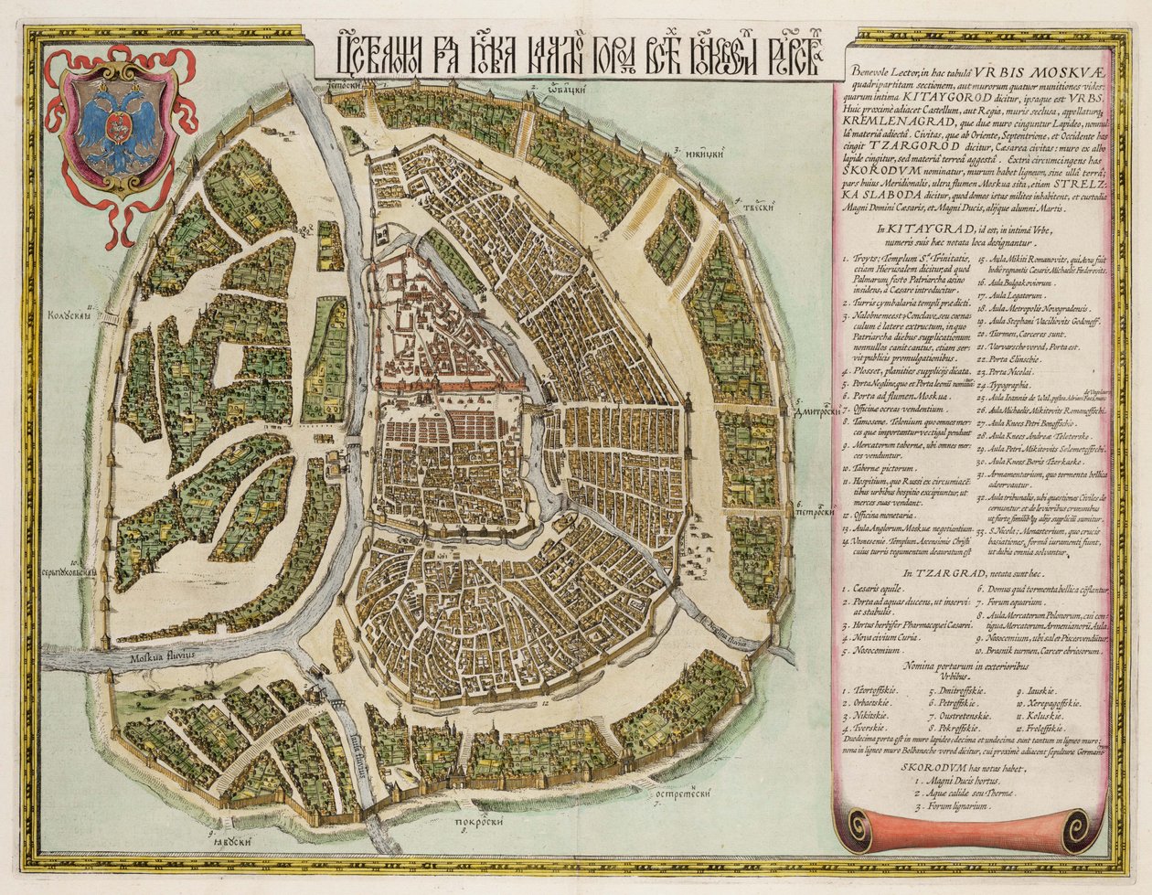 Moskva Kreml-kartet over 1500-tallet Castellum Urbis Moskvae, 1662 av Willem Janszoon Blaeu