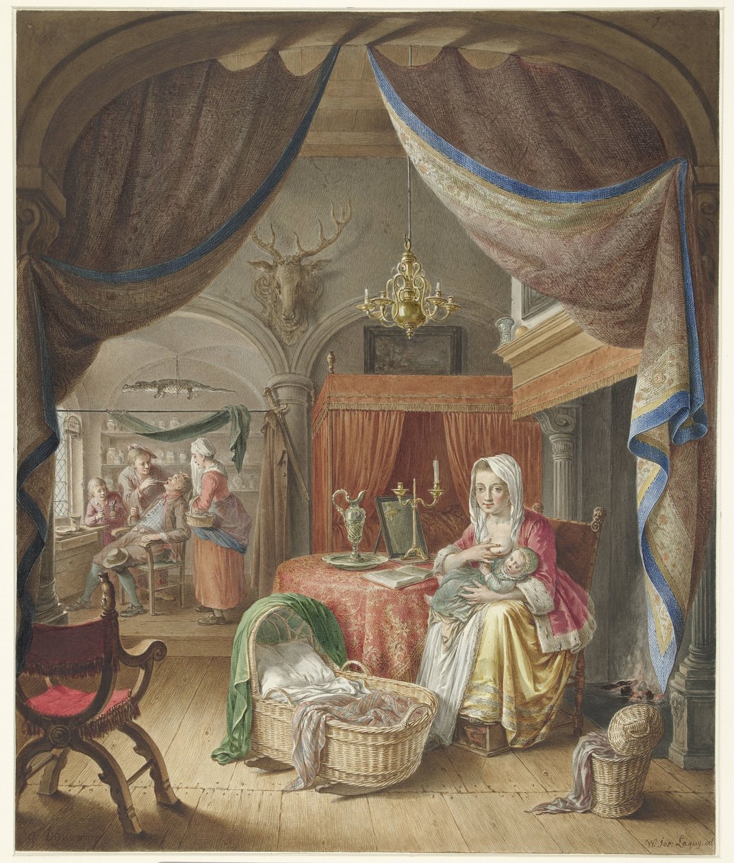 Mor med barn ved brystet av Willem Joseph Laquy