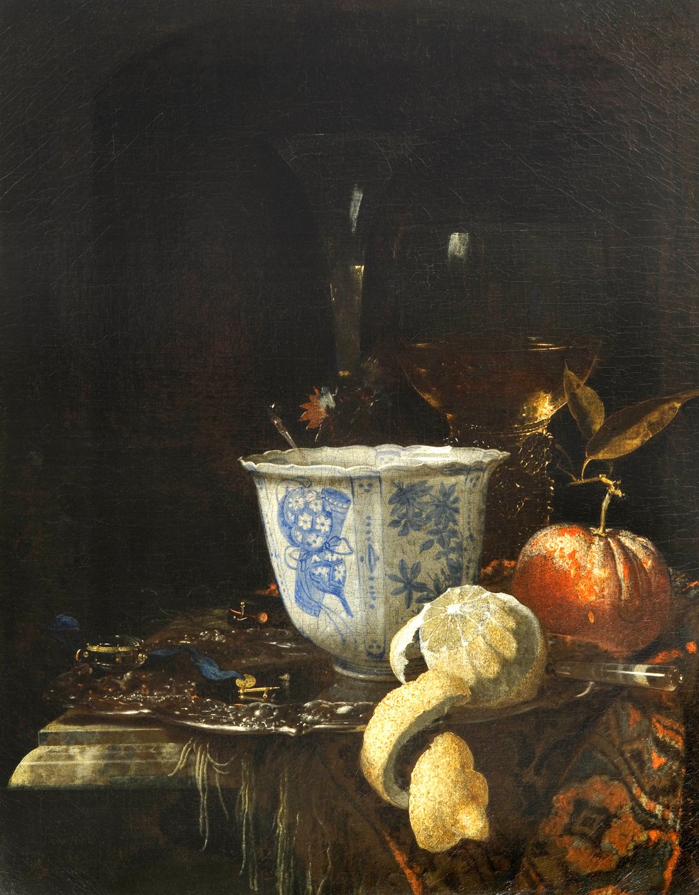 "Stilleben med en kinesisk porselensskål" Maleri av Willem Kalf (1619-1693) Olje på lerret, 52,5x41,8 - Fondation Custodia av Willem Kalf