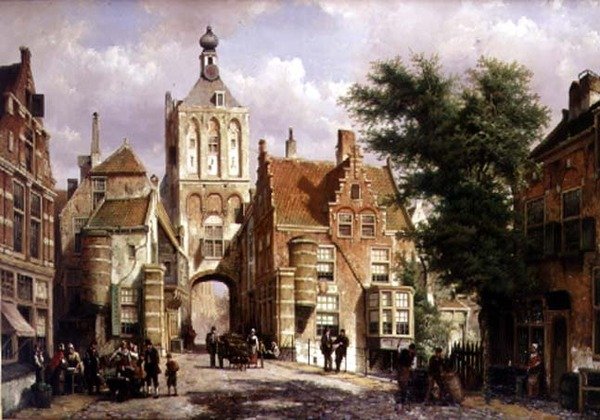 Binnenpoort av Culemborgh (olje på lerret) av Willem Koekkoek